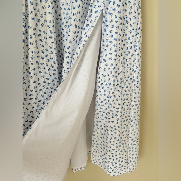 NEW Reformation Coucou Midi Linen Dress Hanna White Blue Floral | US 4 UK 8 - Picture 11 of 16